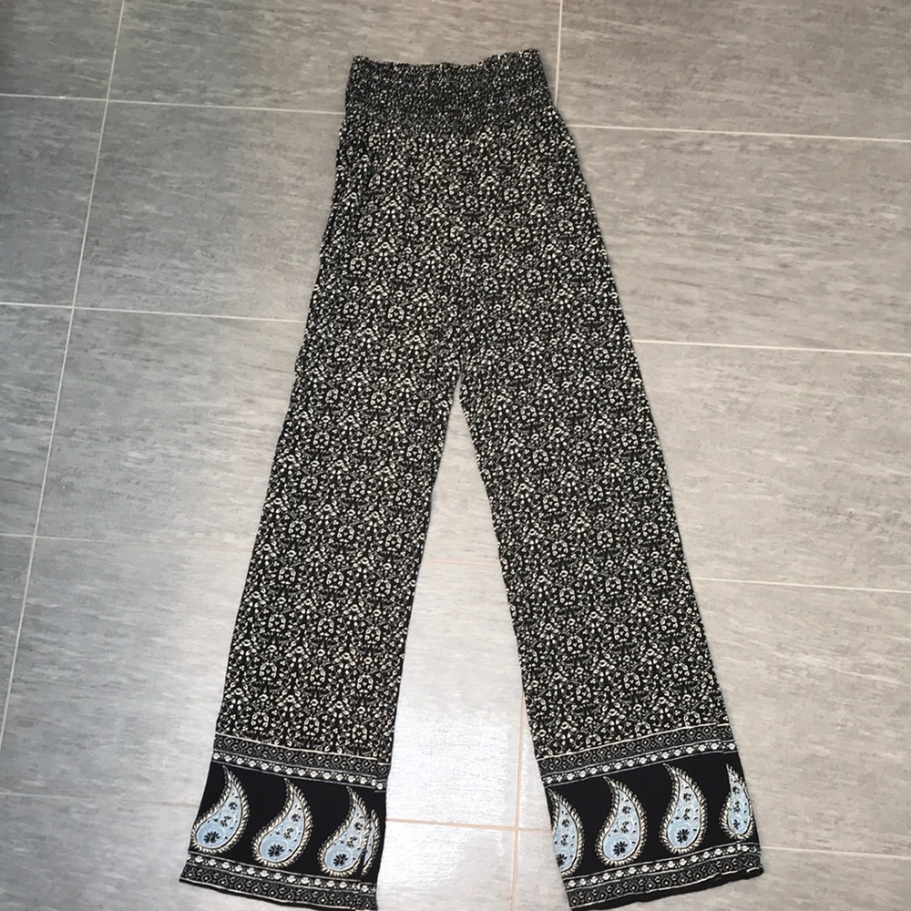 High waisted pattern cotton pants